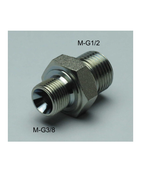 Thread adapter 250 bar, Male G1/2 - Male G3/8 