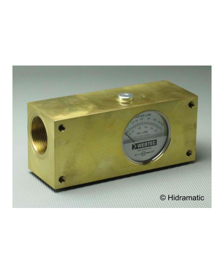 In-line flow indicator WEBTEC FI750120BBW, 4-140 Lpm (± 5,6), 420 bar / 6000 psi, Not included, Dial indicator
