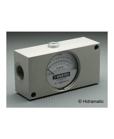 Caudalímetro WEBTEC FI75030ABO, 2-30 Lpm (± 1,2), 420 bar / 6000 psi, No incluido, Visor analógico