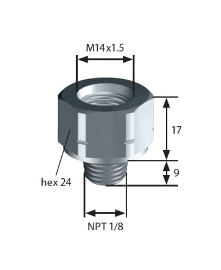 Adattatore filettatura: F-M14x1,5 &gt; M-NPT1/8 SUCO 1183420008